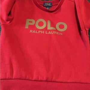 Boys Polo by Ralph Lauren Kids Red and Gold Logo Sweatshirt Size 5
